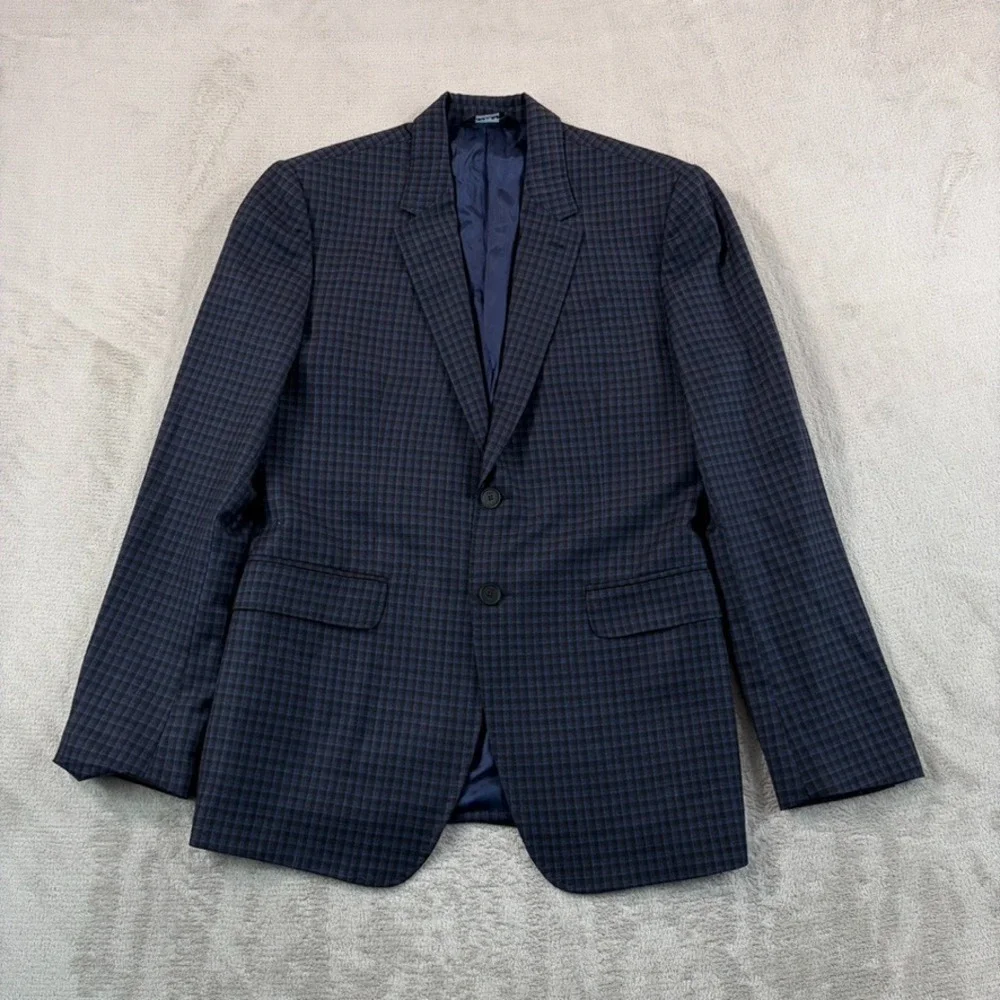 Paul Smith London The Byard Two Button Blazer Men 38R Blue Plaid Wool Made Italy
